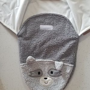 Chick Pea sherpa raccoon swaddle bag